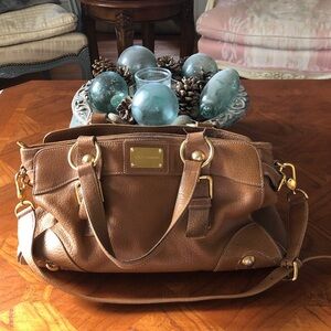 Dolce & Gabbana Tan Brown Leather Bag with Gold Hardware